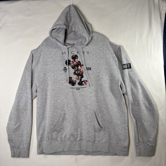 Disney/Neff Colab Other - Disney Neff Mickey Mouse Gray Hoodie Brown Floral Print XXL